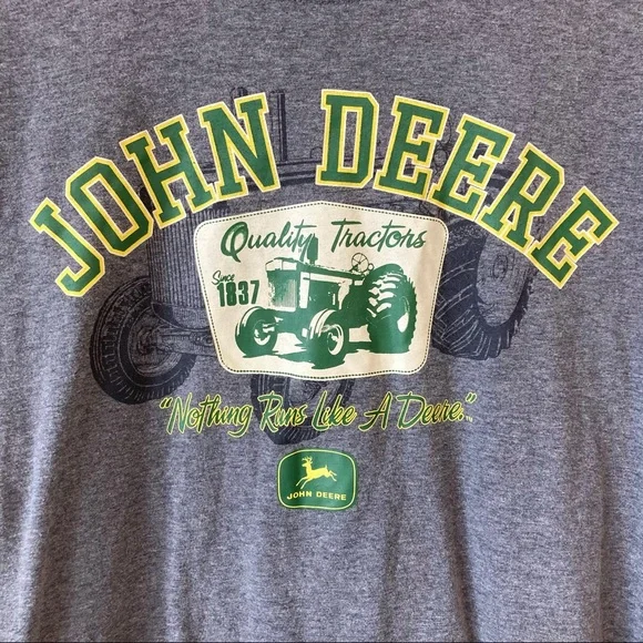 John Deere Tee Shirt Size Small Grey Green Yellow - Picture 4 of 5
